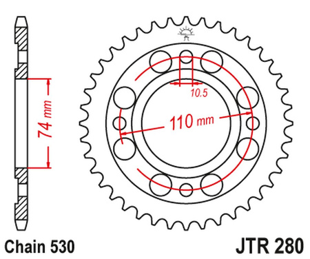JT ZĘBATKA TYLNA HONDA CB 500 T '75-77' (28033JT) (ŁAŃC.520)