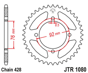 JT ZĘBATKA TYLNA THUMPSTAR PIT BIKES ALL 100CC+; X-SPORT PIT BIKES ALL 100CC+ (JTR1080,39) (ŁAŃC. 428)