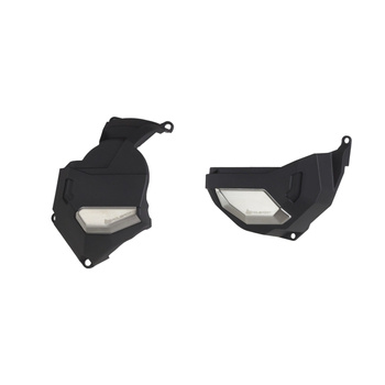 POLISPORT PROMOCJA STREET ZESTAW OSŁONA POKRYWY (DEKLA) ALTERNATORA ORAZ OSŁONA POKRYWY SPRZĘGŁA HONDA AFRICA TWIN CRF 1100 L DCT '20-22' KOLOR CZARNY (8486500001+8486400001)