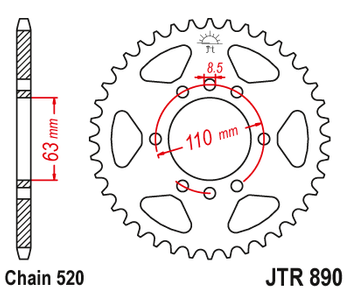 JT ZĘBATKA TYLNA 4675 45 KTM 125 DUKE '14-18, 390 DUKE/RC '13-18 (467545JTZBK)* (ŁAŃC. 520) KOLOR CZARNY