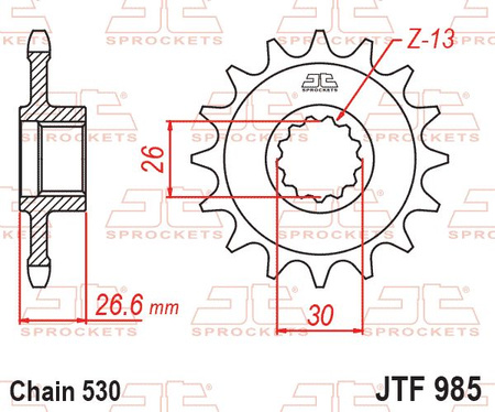 JT ZĘBATKA PRZEDNIA 985 19 HARLEY DAVIDSON RA 1250 PAN AMERICA / S / ST '21-'25 (JTF985.19) (ŁAŃC. 530)