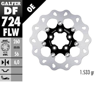 GALFER TARCZA HAMULCOWA PRZÓD HARLEY-DAVIDSON (260X56X6) PŁYWAJĄCA (WAVE DISC FLOATING) (PATRZ OPIS)