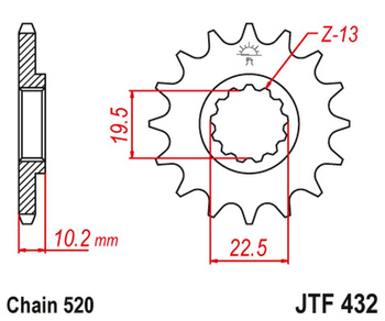 JT ZĘBATKA PRZEDNIA 435 12 SUZUKI RM 250 '87-'12 (43512JT) (ŁAŃC. 520)