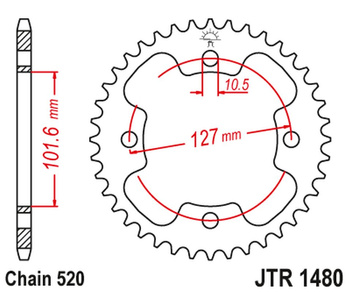 JT ZĘBATKA TYLNA 4480 38 POLARIS 450 OUTLAW '08-10', 500 PREDATOR '03-07', 525 OUTLAW '08-10' (448038JT) (ŁAŃC.520)
