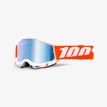 100 PROCENT GOGLE MODEL ACCURI 2 SEVASTOPOL - MIRROR BLUE LENS - KOLOR BIAŁY/POMARAŃCZOWY SZYBKA NIEBIESKIE LUSTRO