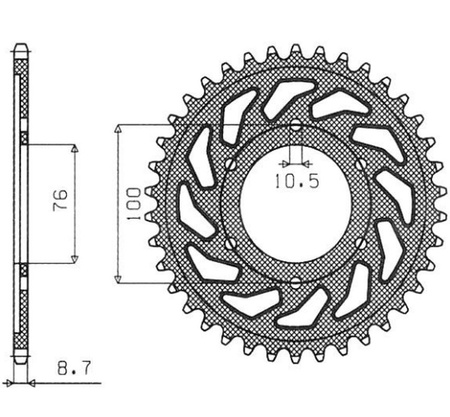 SUNSTAR ZĘBATKA TYLNA 825 52 / 816 48 SUZUKI GSXR1100, GSXR750 (92-95) (JTR816.52) (ŁAŃC. 530) (81652JT)