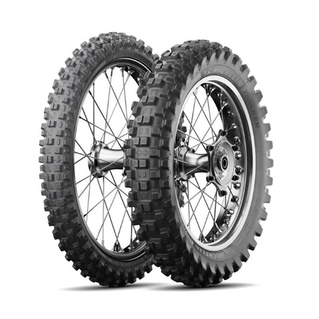 MICHELIN KOMPLET OPON (CAI691556/24) 80/100-21 TRACKER 51R TT M/C PRZÓD DOT 2024 + (CAI505893/23) 110/90-19 TRACKER 62R TT M/C TYŁ DOT 2023 + KUBEK TERMICZNY MICHELIN