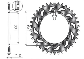 SUNSTAR ZĘBATKA TYLNA 4366 39 DUCATI MONSTER 1000 '03-'05 (JTR745.39)* (ŁAŃC. 525) (436639JT)