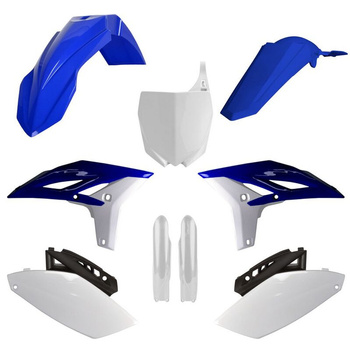 POLISPORT KOMPLET PLASTIKÓW (FULL KIT) YAMAHA YZ 250F '10-'13 W ZESTAWIE TABLICA PRZEDNIA (8678400001) I OSŁONY AMORTYZARORÓW (8352000001) KOLOR NIEBIESKO BIAŁY OEM
