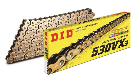 DID 50(530)VX3G&B-114 ŁAŃCUCH ZŁOTY (114 OGNIW) X-RING (OTWARTY + ZAKUWKA) (50VX3GB-114)
