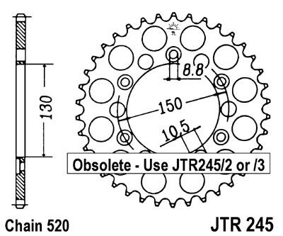 JT ZĘBATKA TYLNA 270 52 YAMAHA YZ/YZF/WRF '99-'18 (27052JT) (ŁAŃC. 520)