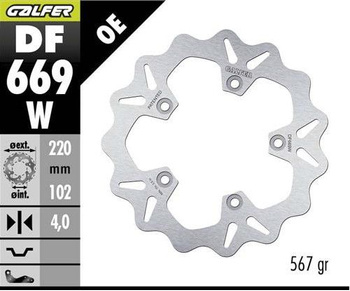 GALFER TARCZA HAMULCOWA TYŁ APRILIA RS 125/250/457/660 '92-'24; RSV 1000 MILLE '98-'00; RSV 1000 TUONO '02-; (WAVE FIXED) (220X102X5MM)