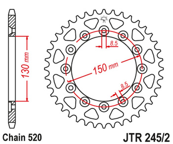 JT ZĘBATKA TYLNA 270 51 YAMAHA YZ/YZF/WRF '99-'18 (27051JT) (ŁAŃC. 520)