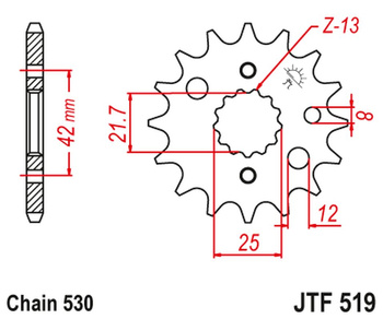 JT ZĘBATKA PRZEDNIA 566 15 / 513 15 KAWASAKI VN 800 A,B,C 96-06 (56615JT) (ŁAŃC. 530)