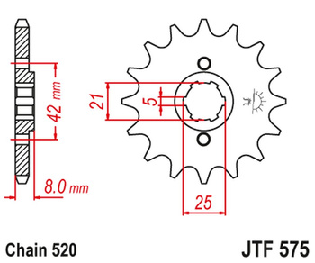 JT ZĘBATKA PRZEDNIA 575 14 YAMAHA XT 600 '83-'86, TT600, XT550 (57514JT) (ŁAŃC. 520)