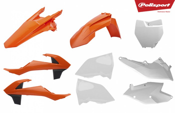 POLISPORT KOMPLET PLASTIKÓW KTM SX/SX-F '16-'18 W ZESTAWIE TABLICA PRZEDNIA (8664900002) KOLOR POMARAŃCZOWO BIAŁY OEM
