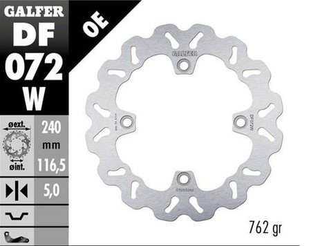 GALFER TARCZA HAMULCOWA TYŁ HONDA CBF 500N '04-; CB 600 HORNET '07-; CBF 600S/N '04-; CB 750 HORNET '22- (WAVE FIXED) (240X116,5X5MM)