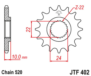 JT ZĘBATKA PRZEDNIA 402 16 Z GUMĄ BMW F 650 '94-'15, APRILIA PEGASO 650 '98-'04 (40216JTRB) (ŁAŃC. 520)