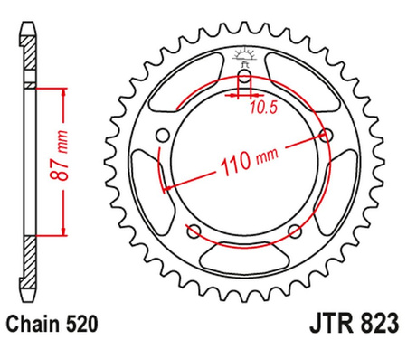 JT ZĘBATKA TYLNA 795 39 SUZUKI GS 500 E/F 88-10 (79539JTZBK) (ŁAŃC. 520) KOLOR CZARNY