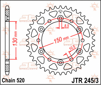 JT ZĘBATKA TYLNA 4309 45 HONDA NX 650 '88-'90 (430945JT) (ŁAŃC. 520)