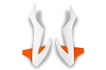 UFO OSŁONY CHŁODNICY KTM SX 85 '18-2023 KOLOR OEM '19 (BIAŁY/POMARAŃCZOWY)