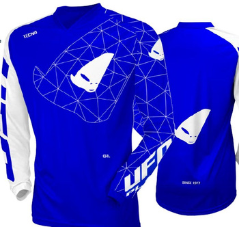 UFO KOSZULKA TECNO JERSEY CROSS KOLOR NIEBIESKI BIAŁY ROZMIAR M - KOLEKCJA 2024