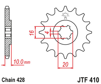 JT ZĘBATKA PRZEDNIA 799 16 SUZUKI GZ 125 '98-'11 (-1), GN 125, VL 125 INTRUDER (79916JT) (ŁAŃC. 428)