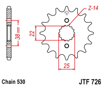 JT ZĘBATKA PRZEDNIA 728 15 CAGIVA 750 ELEFANT/INDIANA (72815JT) (ŁAŃC. 530)NA ZAMÓWIENIE