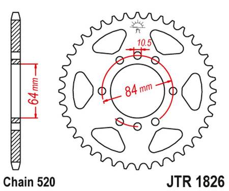 JT ZĘBATKA TYLNA 4302 44 SUZUKI LTZ 400 QUADSPORT '03-'08, VAN VAN RV 200 '16-'19 (430244JT) (ŁAŃC. 520)