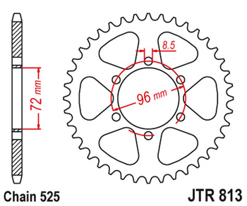 JT ZĘBATKA TYLNA SUZUKI TS 250 '71-76 (ŁAŃC. 525)