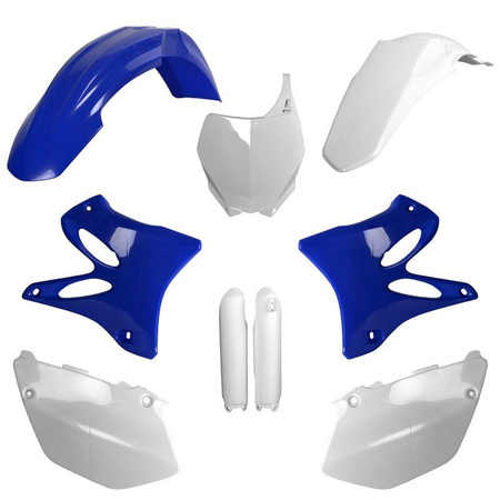 POLISPORT KOMPLET PLASTIKÓW (FULL KIT) YAMAHA YZ 125/250 '08-'14 W ZESTAWIE TABLICA PRZEDNIA (8658100001) I OSŁONY AMORTYZARORÓW (8351400001) KOLOR NIEBIESKI BIAŁY OEM