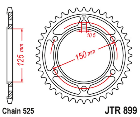 JT ZĘBATKA TYLNA 4454 42 KTM 950/990/1190 ADVENTURE / R LC8 '03-'18 (445442JTZBK) (ŁAŃC. 525) KOLOR CZARNY