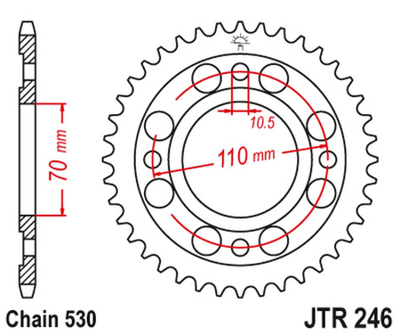 JT ZĘBATKA TYLNA 246 34 HONDA CB 250 N '78-82' CM/CB 400 N/T/A '78-83' (24634JT) (ŁAŃC.530)