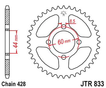 JT ZĘBATKA TYLNA 833 49 YAMAHA TTR 125 '00-01, DT 50LC '00-01 (83349JT) (ŁAŃC. 428)