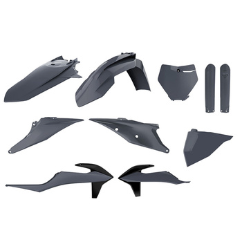 POLISPORT KOMPLET PLASTIKÓW (FULL KIT) KTM SX/SX-F '19-'22 W ZESTAWIE TABLICA PRZEDNIA (8666400007) I OSŁONY AMORTYZATORÓW (8398600011) KOLOR SZARY NARDO GREY
