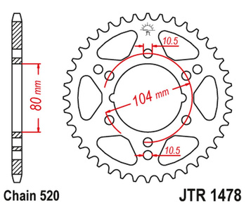 JT ZĘBATKA TYLNA 4578 34 POLARIS 250 CYCLONE/TRAIL BLAZER (457834JT) (MOŻNA STOSOWAĆ ZAMIAST 478 36 JTR478.34) (ŁAŃC. 520)