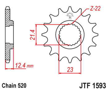 JT ZĘBATKA PRZEDNIA 2054 14 YAMAHA YFM 250 RAPTOR '08-13' (205414JT) (ŁAŃC. 520)