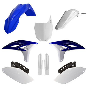 POLISPORT KOMPLET PLASTIKÓW (FULL KIT) YAMAHA YZ 250F '10-'13 W ZESTAWIE TABLICA PRZEDNIA (8678400001) I OSŁONY AMORTYZARORÓW (8352000001) KOLOR NIEBIESKO BIAŁY OEM