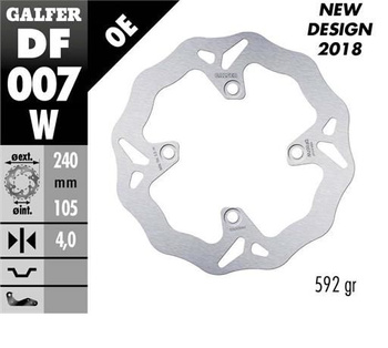 GALFER TARCZA HAMULCOWA TYŁ HONDA XL 600/650/700V TRANSALP '91-'07; CB 500 '97-'05; CB750 '92-'02; CB 900 HORNET '02-'07; BUELL '93-'10 (WAVE FIXED) (240X105,5X4MM)
