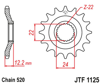 JT ZĘBATKA PRZEDNIA 405 16 APRILIA 600 '85-'87 (40516JT) (ŁAŃC. 520)