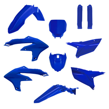 POLISPORT KOMPLET PLASTIKÓW (FULL KIT) YAMAHA YZ 250F '24-'25; YZ 450F '23-'25 W ZESTAWIE TABLICA PRZEDNIA (8680900001) I OSŁONY AMORTYZATORÓW (8352300009) KOLOR NIEBIESKI
