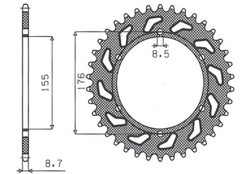 SUNSTAR ZĘBATKA TYLNA 4392 44 TRIUMPH 900/955/1000, TRIUMPH DAYTONA T595 955 '97-'99 (JTR2011.44) (ŁAŃC. 530) (439244JT)