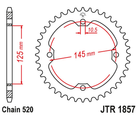 JT ZĘBATKA TYLNA 4588 45 YAMAHA YFZ 450R '09-19, YFM 250/350/450/700 RAPTOR (458845JT) (ŁAŃC. 520) - MOŻE ZASTĄPIĆ 85742JT