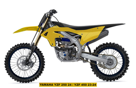 UFO KOMPLET PLASTIKÓW (FULL KIT) Z OSŁONAMI TELESKOPÓW (AMORTYZATORÓW) YAMAHA YZF 250 '24, YZF 450 '23-'24 KOLOR ZŁOTY