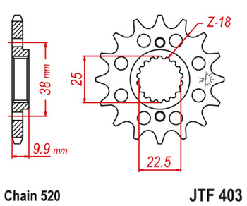JT ZĘBATKA PRZEDNIA 2200 13 BMW G 450 X '08-11', HUSQVARNA 449/511 TC/TE/SM '11-12' (220013JT) (ŁAŃC. 520)