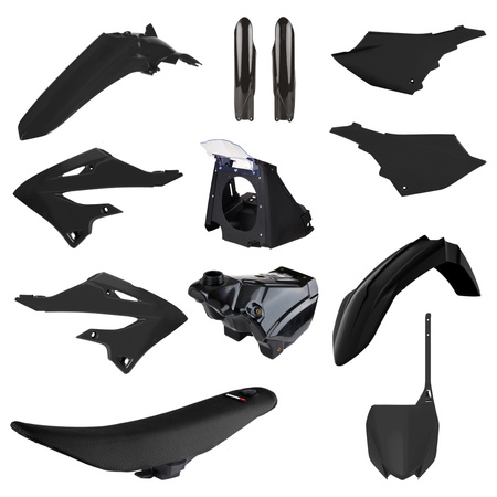 POLISPORT KOMPLET PLASTIKÓW YAMAHA YZ 125/250 '02-'21 (RESTYLING NA MODEL 2022) (ZAWIERA ZBIORNIK PALIWA; SIEDZENIE KOMPLETNE; AIRBOX; PRZEDNI I TYLNY BŁOTNIK; OSŁONY CHŁODNICY; PANELE BOCZNE) KOLOR CZARNY