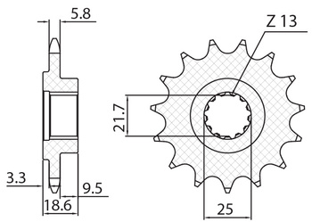 SUNSTAR ZĘBATKA PRZEDNIA 2119 15 KAWASAKI Z 750 '04-'12, Z 800 '13-'16 (JTF1538.15) (ŁAŃC. 520) (211915JT)