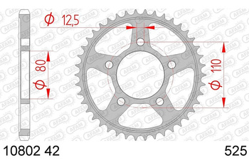 AFAM ZĘBATKA TYLNA 4350 42 HONDA CRF 1000 AFRICA TWIN / DCT / ADVENTURE SPORT '16-18 (JTR1332.42) (ŁAŃC. 525) KOLOR SREBRNY