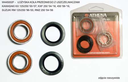 ATHENA ŁOŻYSKA KOŁA PRZEDNIEGO Z USZCZELNIACZAMI KAWASAKI KX 125/250 '00-'07, KXF 250 '04-'16, 450 '06-'16, SUZUKI RM 125/250 '96-'00, RMZ 250 '04-'06