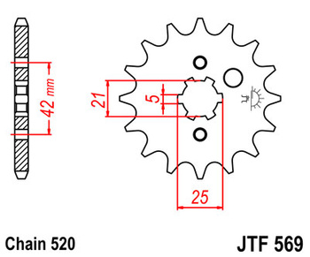 JT ZĘBATKA PRZEDNIA 572 16 YAMAHA XV 250 '89-'15, SR 250 '79-'96 (ŁAŃC. 520) - PATRZ 56916JT (JTF569.16)